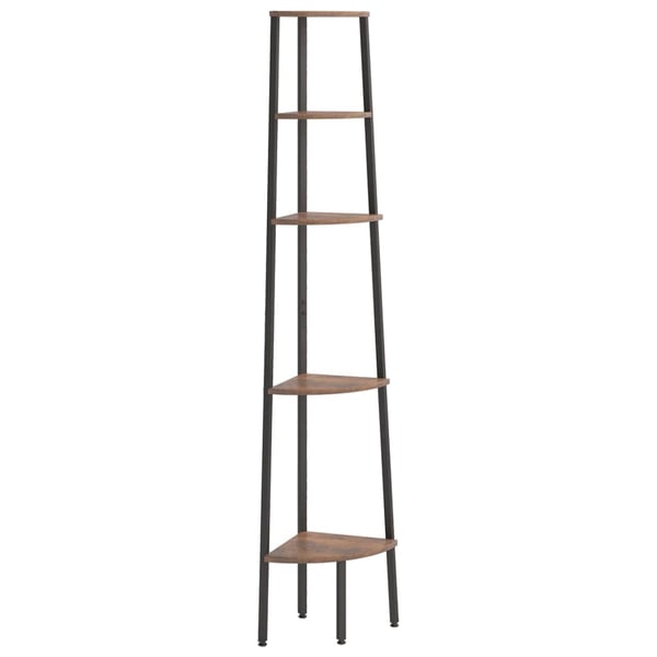 vidaXL Hjørnehyller 5 etasjer mørkebrun og svart 45,5x31,5x180 cm