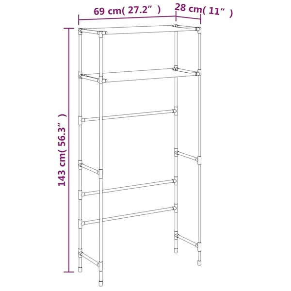 vidaXL opbevaringsstativ med 2 hylder 69x28x143 cm jern sort