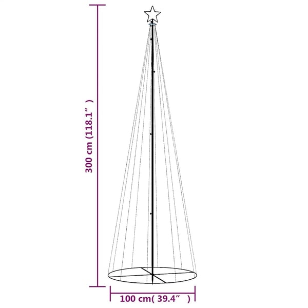 vidaXL kegleformet juletræ 310 LED'er 100x300 cm varm hvid