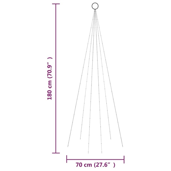 vidaXL juletræ til flagstang 108 LED'er 180 cm blåt lys