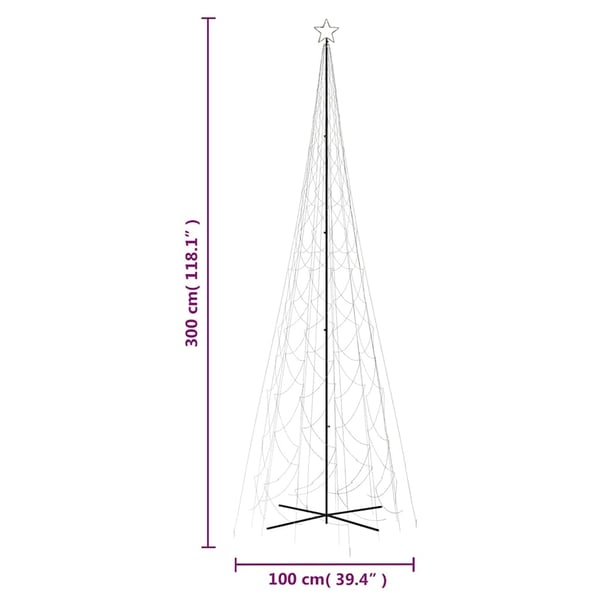 vidaXL kegleformet juletræ 230x800 cm 3000 LED'er varmt hvidt lys
