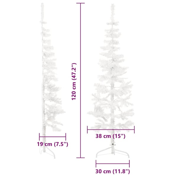 vidaXL Smal halv plastgran med stativ vit 120 cm
