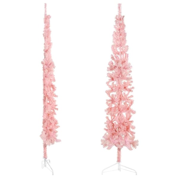 vidaXL Smal halv plastgran med stativ rosa 210 cm
