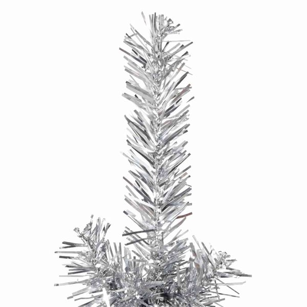 vidaXL Kapea puolikas tekojoulukuusi jalustalla hopea 150 cm