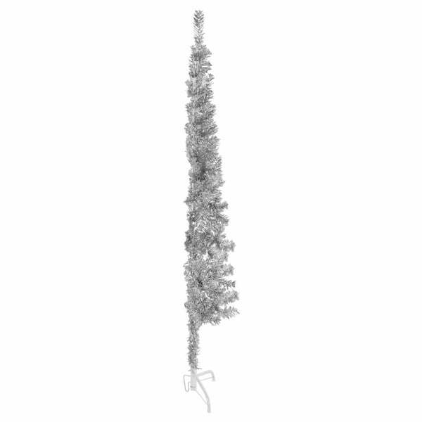 vidaXL Smal halv plastgran med stativ silver 180 cm
