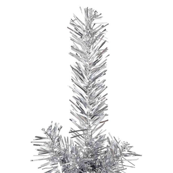 vidaXL Smal halv plastgran med stativ silver 180 cm