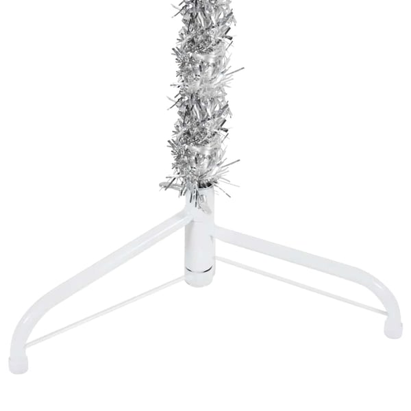 vidaXL Smal halv plastgran med stativ silver 180 cm
