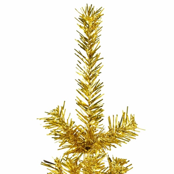 vidaXL Kapea puolikas tekojoulukuusi jalustalla kulta 210 cm