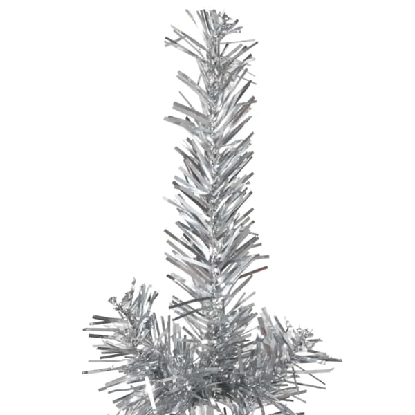 vidaXL Kapea puolikas tekojoulukuusi jalustalla hopea 240 cm