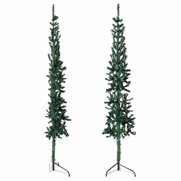 vidaXL Kapea puolikas tekojoulukuusi jalustalla vihreä 120 cm