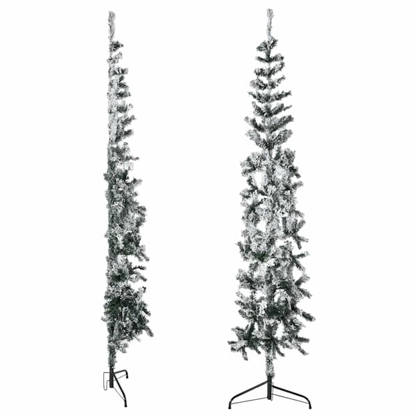 vidaXL Smal halv plastgran med snö 180 cm