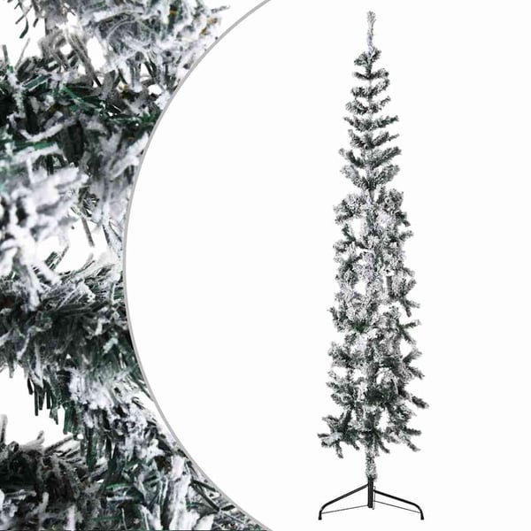 vidaXL kunstigt halvt juletræ med sne 240 cm smalt