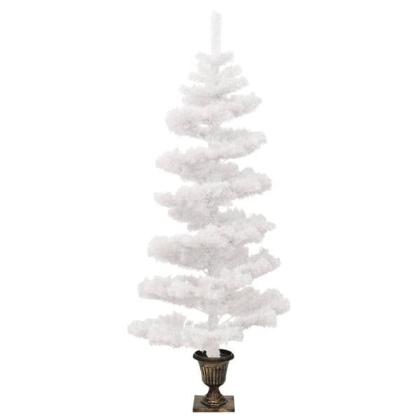 vidaXL Belyst plastgran med kruka vit 120 cm PVC