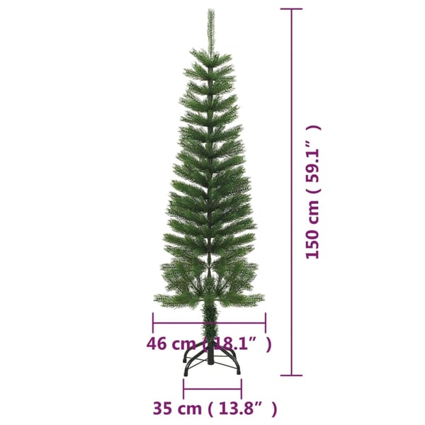 vidaXL Ohut tekojoulukuusi jalustalla 150 cm PE