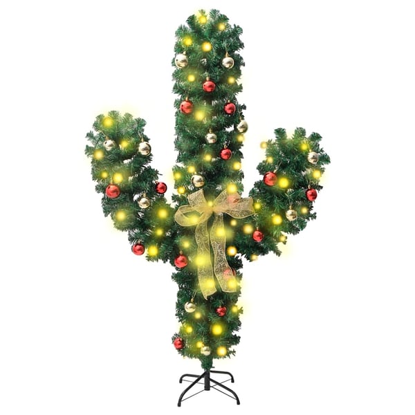 vidaXL Joulukaktus telineellä ja LED-valoilla vihreä 150 cm PVC