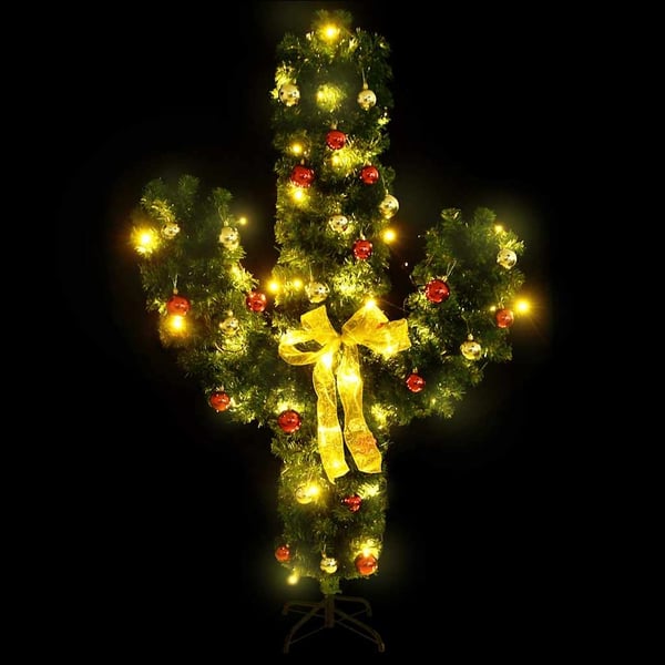 vidaXL Julkaktus med fot LED grön 210 cm PVC