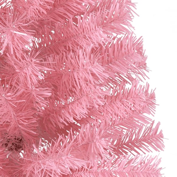 vidaXL Tekojoulukuusen puolikas jalustalla pinkki 210 cm PVC