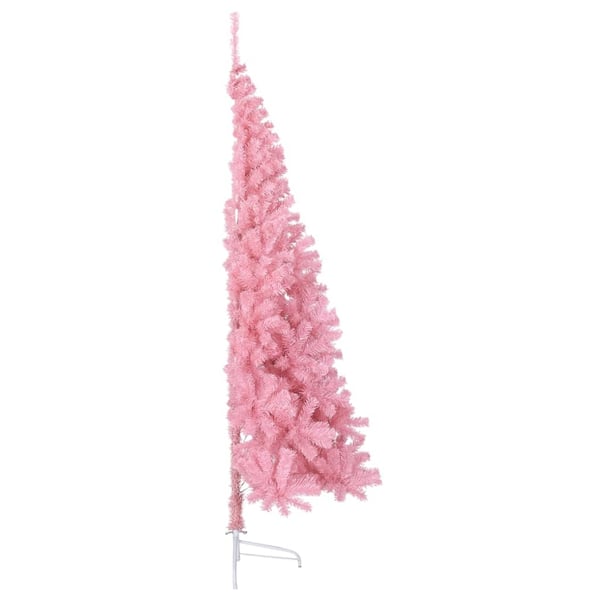 vidaXL Tekojoulukuusen puolikas jalustalla pinkki 210 cm PVC