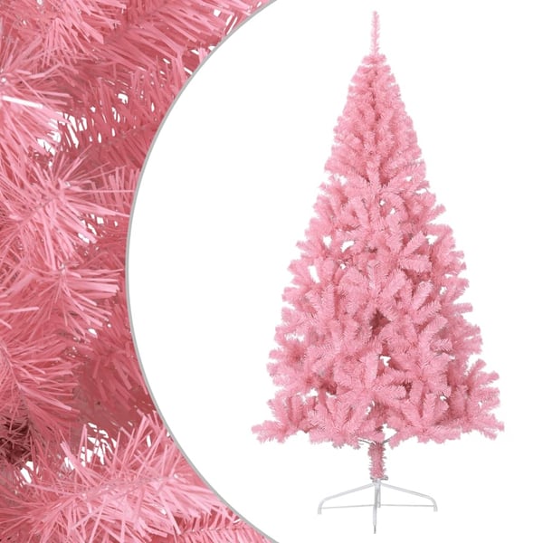 vidaXL Tekojoulukuusen puolikas jalustalla pinkki 210 cm PVC