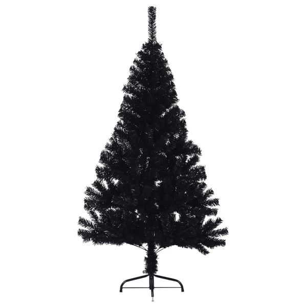 vidaXL Tekojoulukuusen puolikas jalustalla musta 150 cm PVC