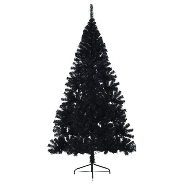 vidaXL kunstigt halvt juletræ med juletræsfod 210 cm PVC sort