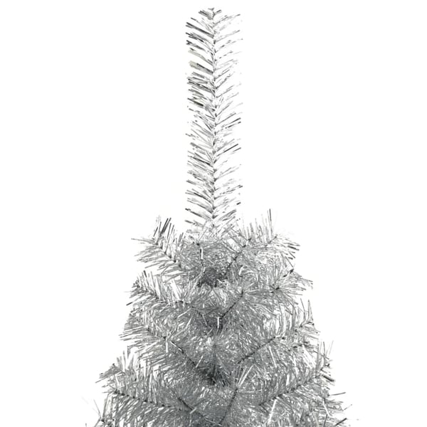 vidaXL Kunstig halvt juletre med stativ sølv 120 cm PET