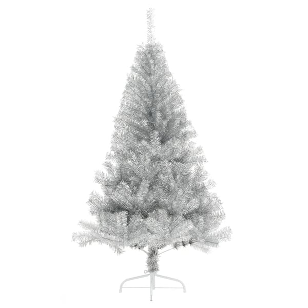 vidaXL Tekojoulukuusi puolikas jalustalla hopea 150 cm PET