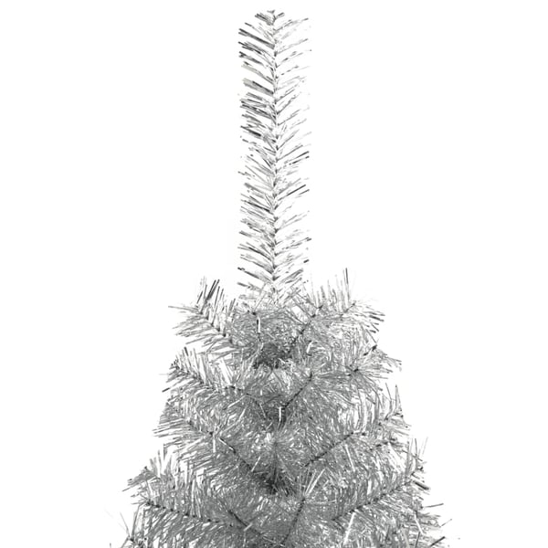 vidaXL Tekojoulukuusi puolikas jalustalla hopea 150 cm PET