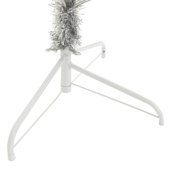 vidaXL Halv plastgran med fot silver 240 cm PET