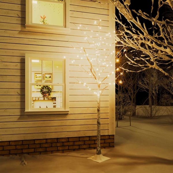vidaXL LED-bjørketre varmhvit 240 lysdioder 300 cm