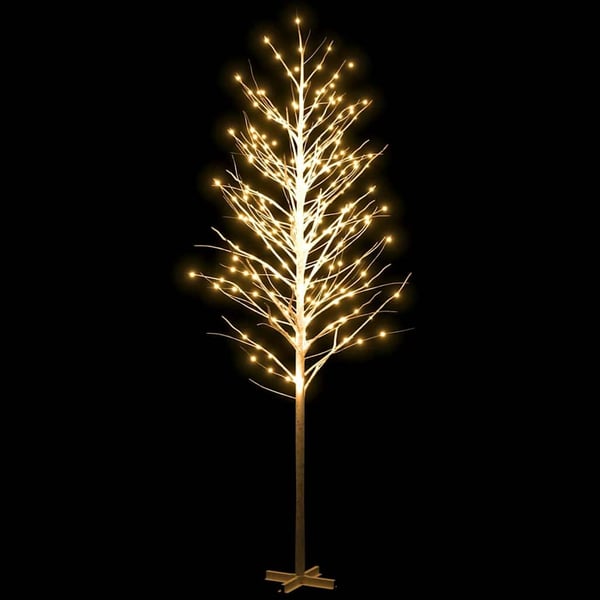 vidaXL LED-birketræ 400 cm 672 LED'er varmt hvidt lys hvid