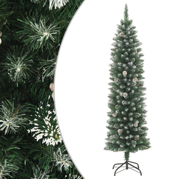 vidaXL kunstigt smalt juletræ med juletræsfod 210 cm PVC