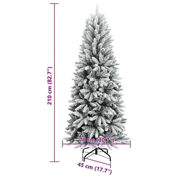 vidaXL kunstigt juletræ med sne 210 cm PVC og PE