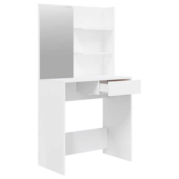 vidaXL Sminkebord med speil høyglans hvit MDF 74,5x40x141 cm