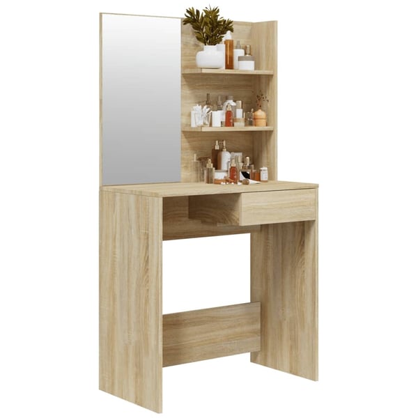 vidaXL makeupbord med spejl 74,5x40x141 cm sonoma-eg