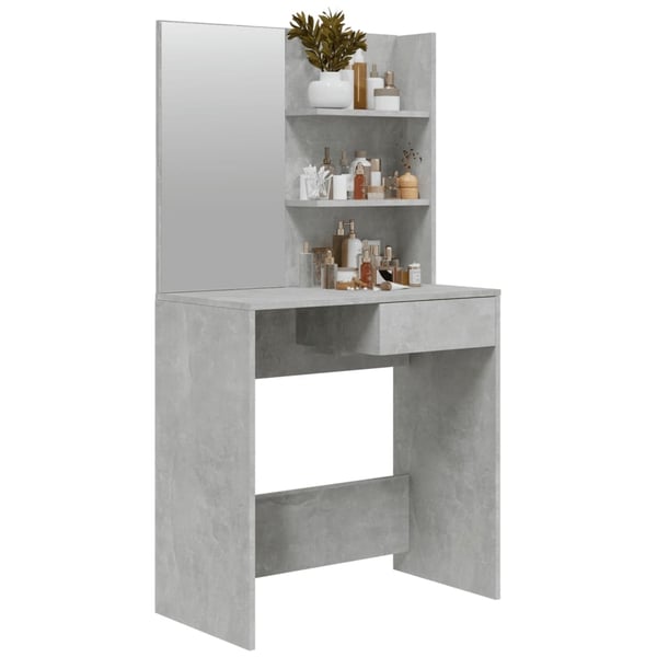 vidaXL makeupbord med spejl 74,5x40x141 cm betongrå