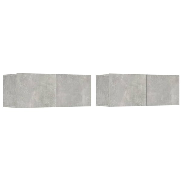 vidaXL TV-benker 2 stk betonggrå 80x30x30 konstruert tre
