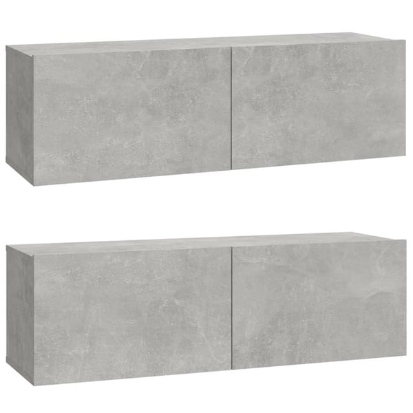 vidaXL Vegghengte TV-benker 2 stk betonggrå 100x30x30cm konstruert tre
