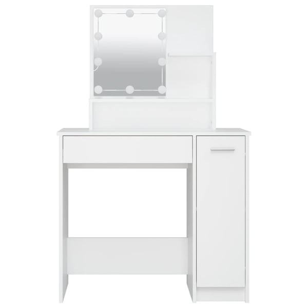 vidaXL Sminkebord med LED hvit 86,5x35x136 cm
