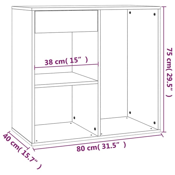 vidaXL Sminkeskap sonoma eik 80x40x75 cm konstruert tre