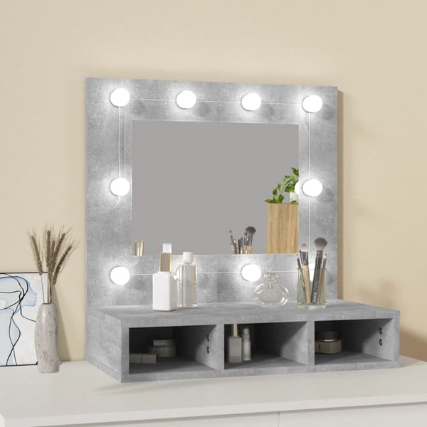 vidaXL Speilskap med LED betonggrå 60x31,5x62 cm