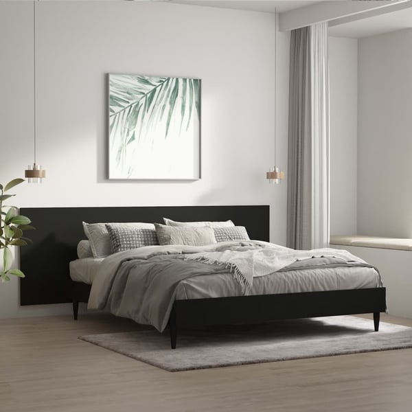 vidaXL væghængt sengegærde 240x1,5x80 cm konstrueret træ sort