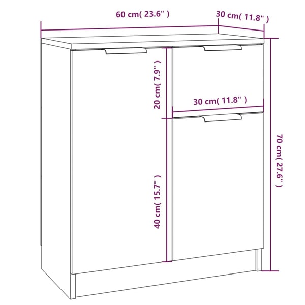 vidaXL Skjenk betonggrå 60x30x70 cm konstruert tre