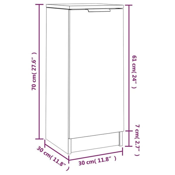 vidaXL Skjenk sonoma eik 30x30x70 cm konstruert tre