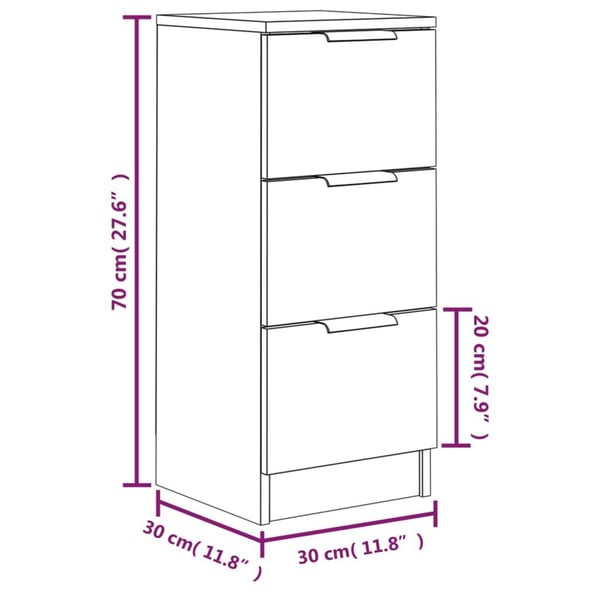 vidaXL Skjenk hvit 30x30x70 cm konstruert tre