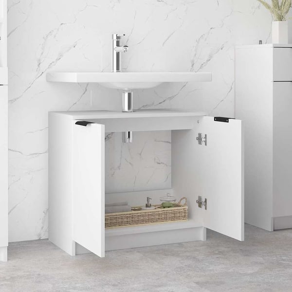 vidaXL Baderomsskap hvit 64,5x33,5x59 cm konstruert tre