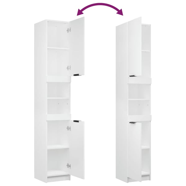 vidaXL Baderomsskap hvit 32x34x188,5 cm konstruert tre