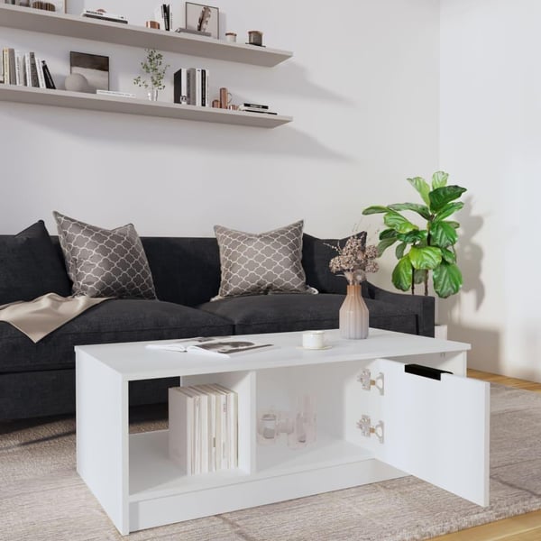 vidaXL Salongbord hvit 102x50x36 cm konstruert tre