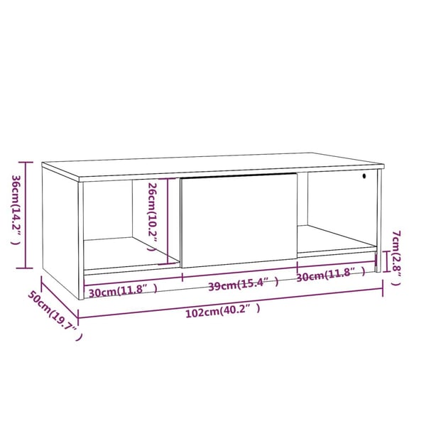 vidaXL Salongbord betonggrå 102x50x36 cm konstruert tre