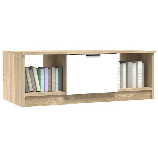 vidaXL sofabord 102x50x36 cm konstrueret træ hvid og sonoma-eg